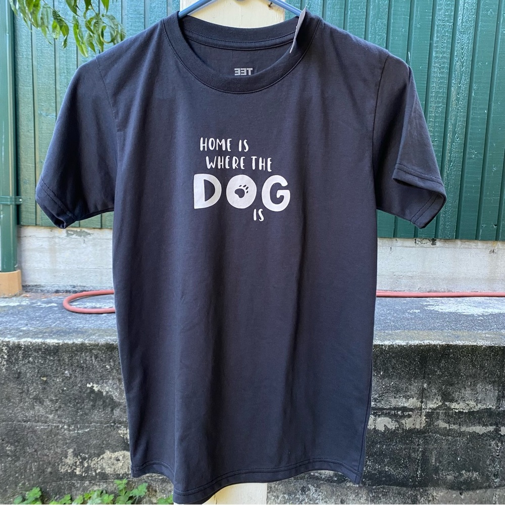 New With Tag Gray Fun Size Small Tshirt Home Is Where The Dog Is